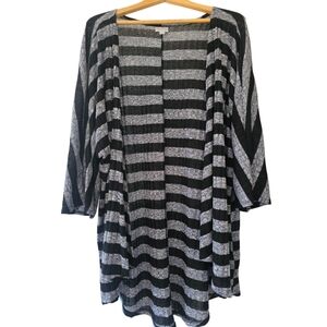 Lularoe Lindsay open front cardigan striped black & gray lightweight size LG